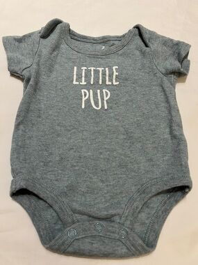 “Bundle 10/$13” lullaby 6-9m Little Pup' Gray Blue Baby short sleeve bodysuit